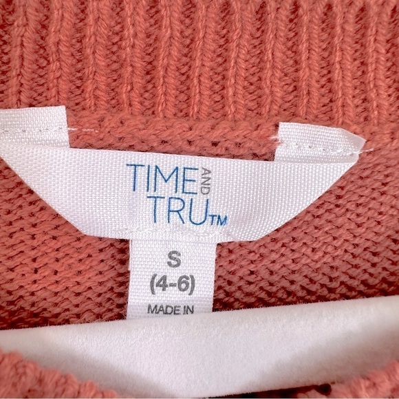 NWT Time and Tru Crewneck Short Sleeve Sweater Pink Camellia Size Small - Picture 9 of 15